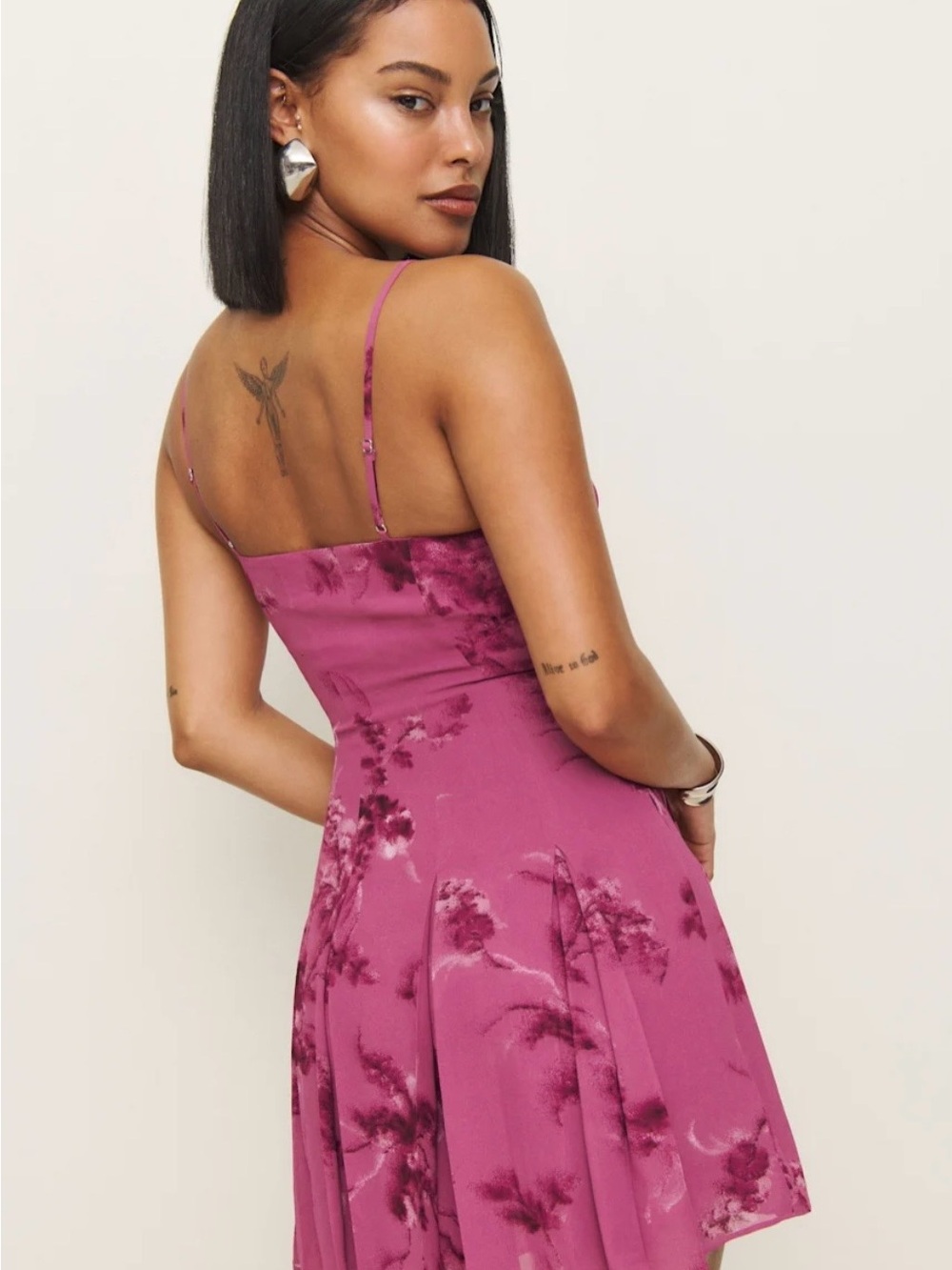 Reformation Annelise NWT Fuchsia Floral Mini Dress - Picture 2 of 7
